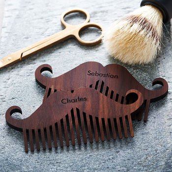 Personalised Wooden Beard And Moustache Comb, 5 of 9