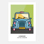 London Taxi Cab Illustration Print, thumbnail 4 of 5