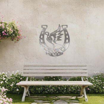 Horseshoe And Dove Metal Wall Art Gift For Garden Decor Display, 7 of 10