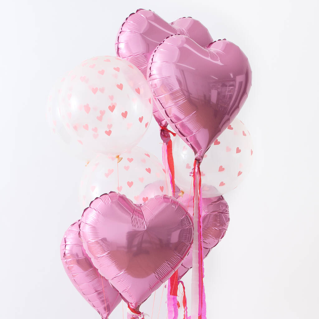 Pink Heart Shaped Valentine's Balloons With Tassels, 1 of 5