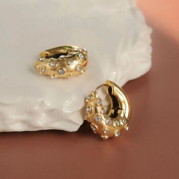 Coral Cz Gold Hoops, 4 of 11