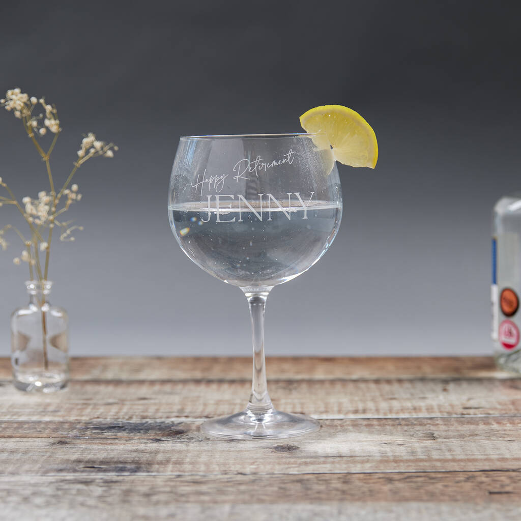 Happy Retirement Personalised Gin Glass, 1 of 4