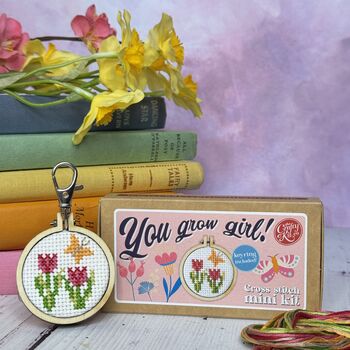 You Grow Girl! Mini Matchbox Cross Stitch Kit, 2 of 7