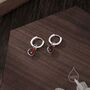 Sterling Silver Genuine Garnet Droplet Hoop Earrings, thumbnail 6 of 10
