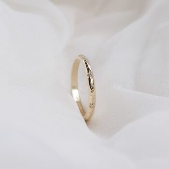 Celestial Engraved Diamond Ring In Solid Gold, 5 of 7