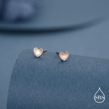 Sterling Silver Sunburst Heart Stud Earrings, 7 of 12