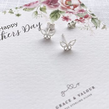 Sterling Silver Butterfly Stud Earrings – Sentimental Mother’s Day Jewellery Gift For Mum, 4 of 11
