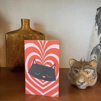 Pop Up 3D Black Cat With 'Spinning' Heart Greeting Card, 2 of 3