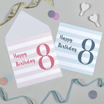 Candy Stripe 8th Birthday Card, 2 of 7