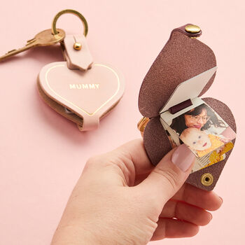 Personalised Leather Heart Photo Keyring, 3 of 4