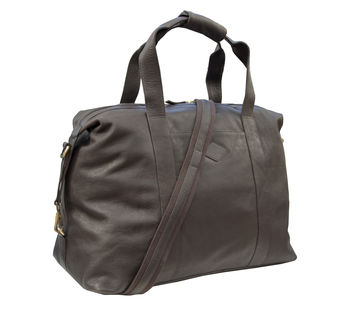Elpaso Brown Thick Leather Holdall, 2 of 6