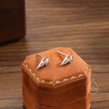 Sterling Silver Tiny Bird Skull Stud Earrings Earrings, 4 of 11