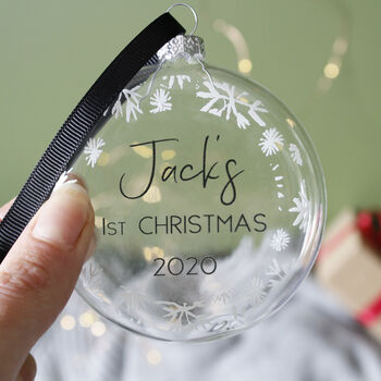 Baby's First Christmas Snowflake Christmas Bauble, 2 of 12