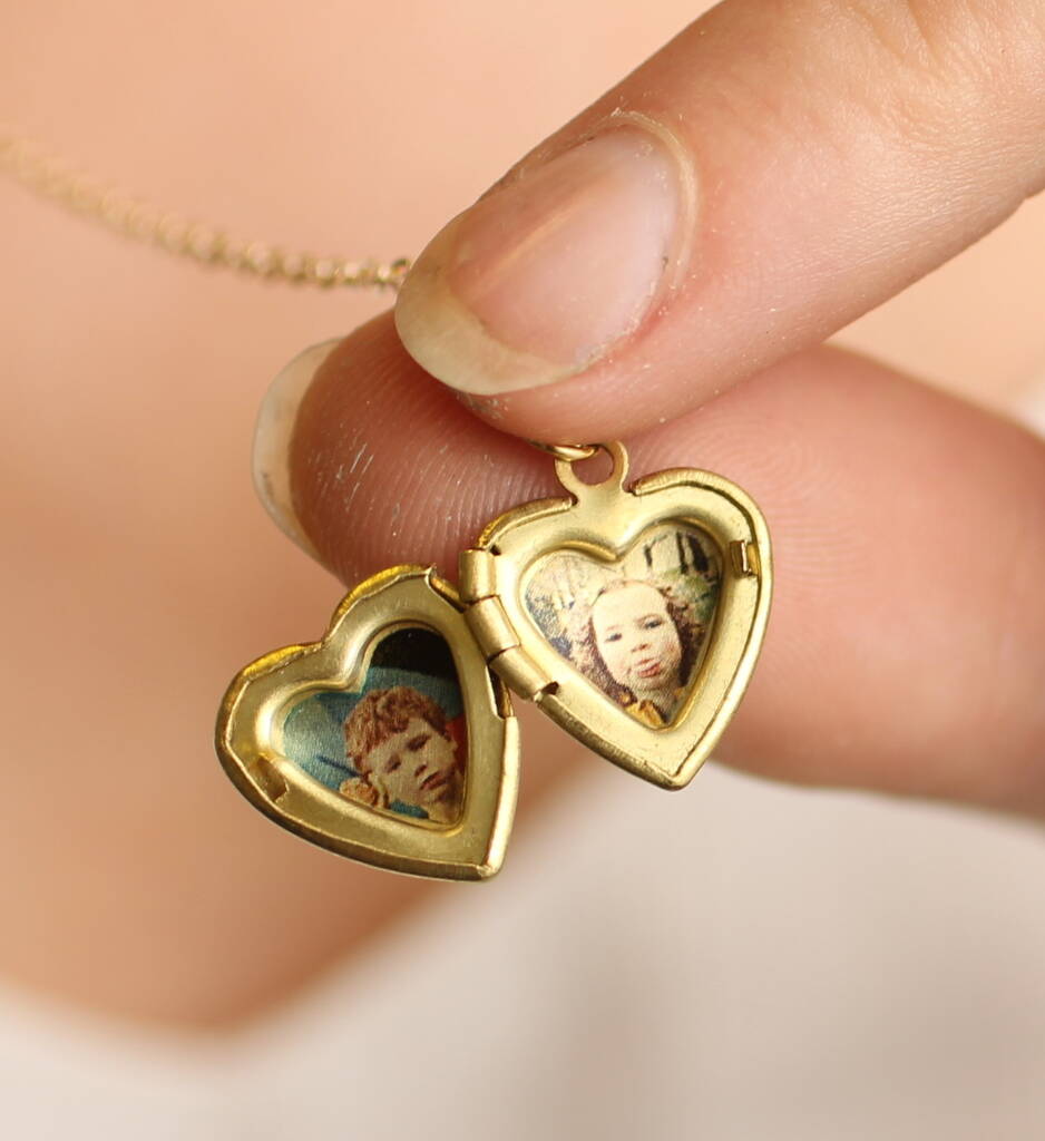 Tiny Small Heart Miniature Personalised Locket Necklace By Silk Purse ...