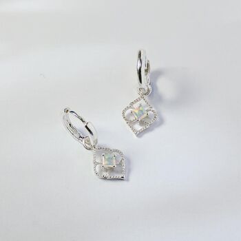 Moroccan Charm Opal Sterling Silver Huggie Hoop Earrings, 2 of 8