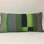 Combed Stripe Cushion, Pea Green, Black + Grey, thumbnail 1 of 5