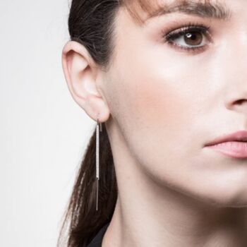 White Topaz Sterling Silver Minimalist Pin Ear Cuff, 5 of 6