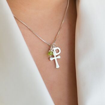Personalised Cross Necklace With Birthstones, 2 of 12