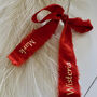 Christmas Silk Ribbon Bow Place Name, 30 Colours, thumbnail 2 of 5