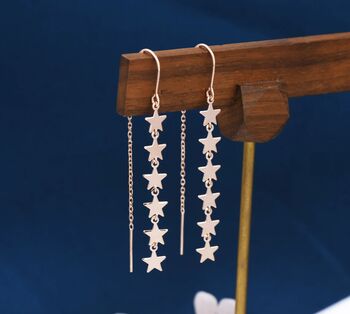 Star Cascade Threader Earrings In Sterling Silver, 2 of 12