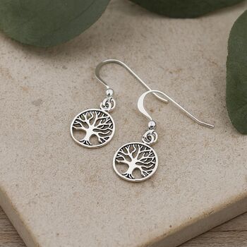 Sterling Silver Tree Of Life Drop Earrings, 2 of 5