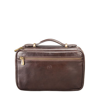 Elegant Leather Double Zip Wash Bag. 'The Cascina', 2 of 12