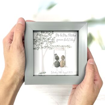 Personalised Wedding Mr And Mrs Pebble Picture, 3 of 3