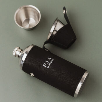 Personalised 8oz Copper Hunter Flask With Shot Cups Perfect Wedding Gift, 4 of 7