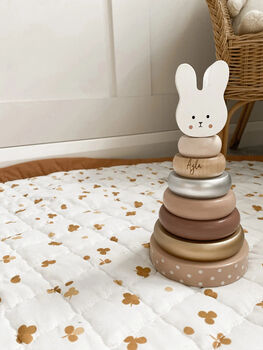 Personalised Wooden Pink Bunny Stacking Toy, 3 of 9