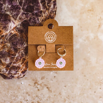 Mandala Inspired Gemstone Earrings – Silver Plated, 2 of 11