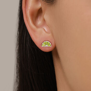 Sterling Silver Lime Slice Stud Earrings, 5 of 11