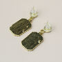 Houndstooth Pattern Gold Drop Earrings, thumbnail 3 of 3