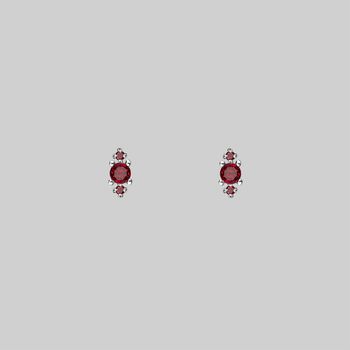 Rosebud Garnet Trio Stud Earrings, 5 of 5