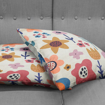 Soft Cushion Cover With Abstract Multicoloured Flowers, 4 of 7