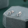 Sterling Silver Cz Horseshoe 16 G Flat Back Labret Earrings, thumbnail 7 of 12