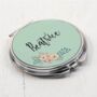 Personalised Name Green Floral Round Compact Mirror, thumbnail 2 of 6