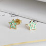 Enamel Star Stud Earrings With Crystal, thumbnail 5 of 6