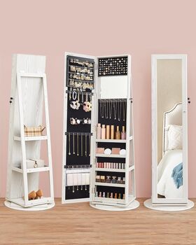 Swivel Mirror Jewellery Cabinet, Lockable And Stylish, 3 of 8