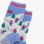 Ski Mountain Women's Bamboo Ankle Socks Blue Red, thumbnail 2 of 4