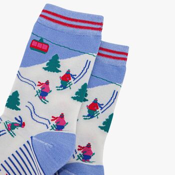 Ski Mountain Women's Bamboo Ankle Socks Blue Red, 2 of 4