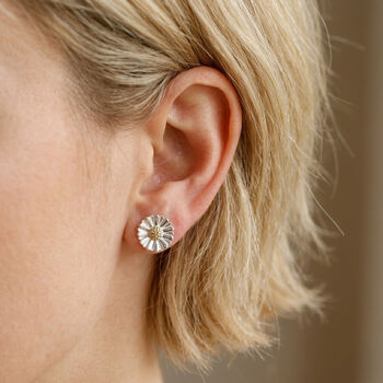 Daisy Silver And Solid Gold Studs, 3 of 9