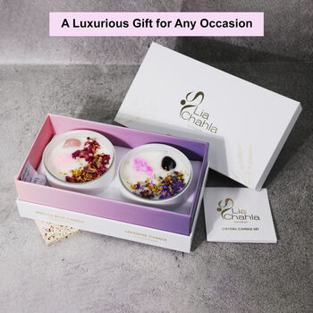 Luxury Crystal Candle Gift Set Of Two / Lavender And English Rose, 7 of 8