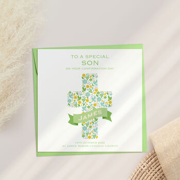 Personalised Floral Cross Confirmation Card, 3 of 4