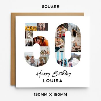 Personalised 50th Birthday Photo Collage Card, 4 of 7