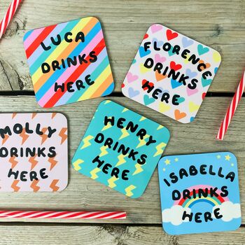Bright Hearts Personalised Coaster, 4 of 5