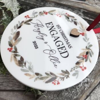 Personalised 1st Christmas Engaged Decoration, 2 of 3