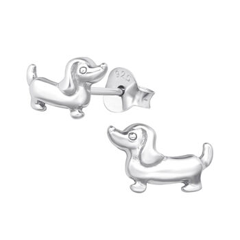 Sterling Silver Sausage Dog Earrings In A Gift Tin, 4 of 12