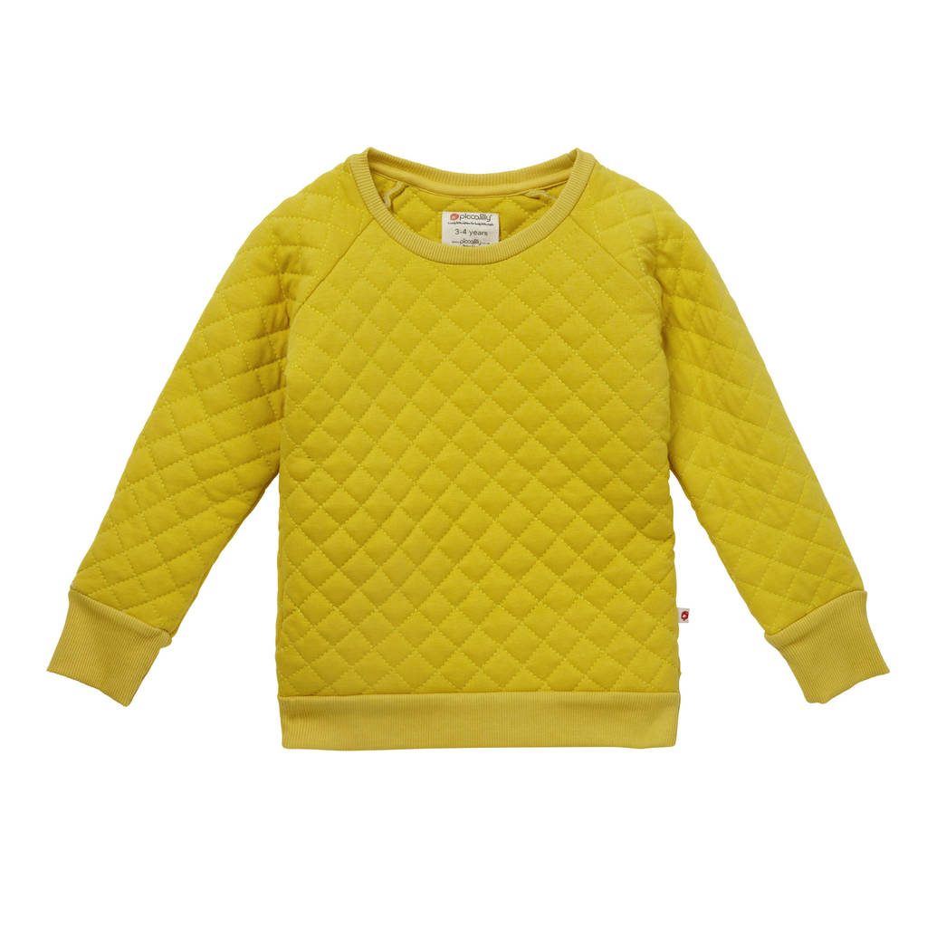 Mustard Yellow Quilted Kids Sweatshirt By Piccalilly ...