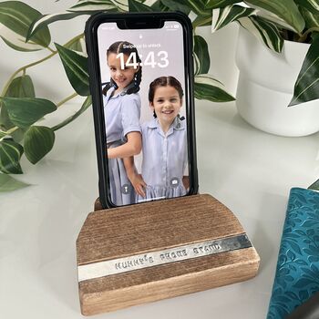 Personalised Beech Wood Phone Stand, 8 of 10