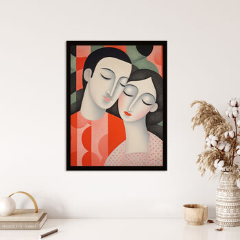 Squeeze Me Tight Couple In Love Orange Wall Art Print, 4 of 6